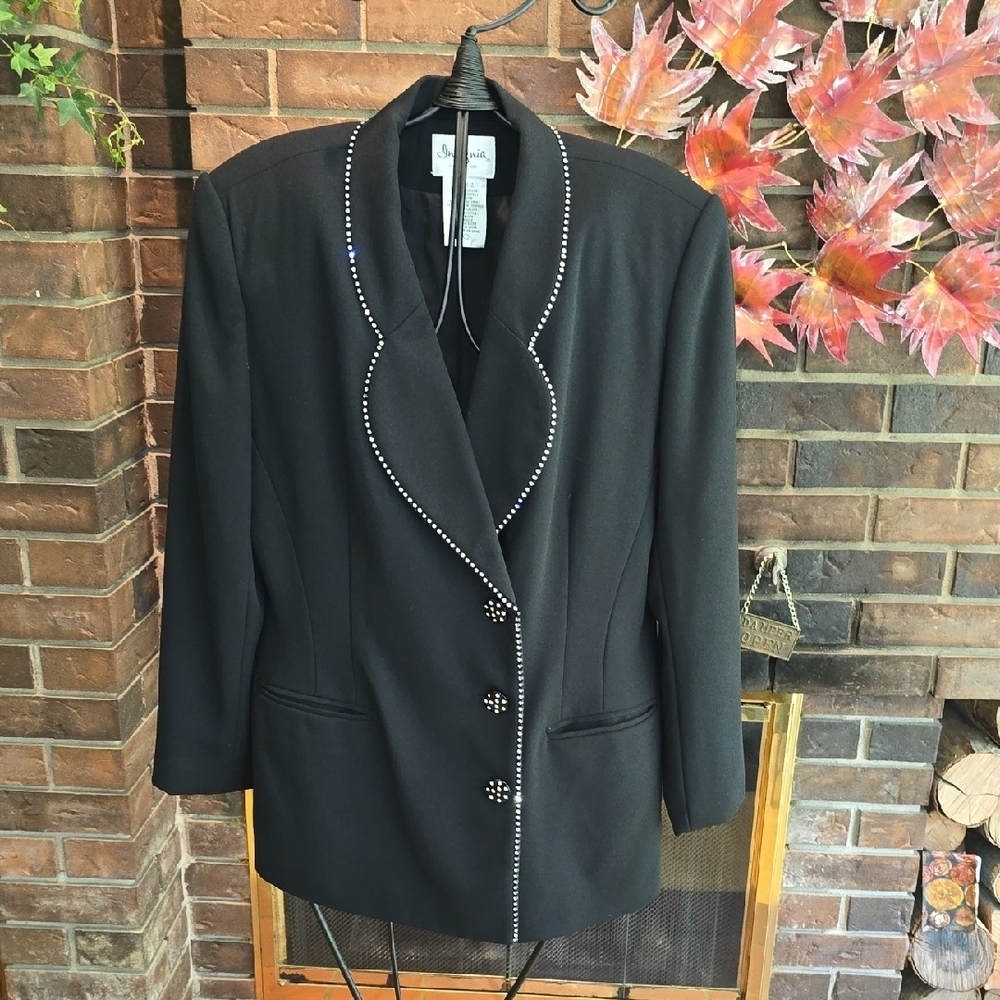 Insignia Collection x Sears - Vintage Black Blazer with Rhinestone Accents